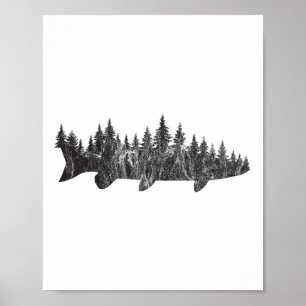 Poster Floresta de Pinheiros Musky Treeline - Ângulo de P