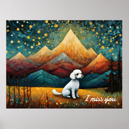 Poster Floresta de Poodle Bonita Eu Sinto Sua Falta
