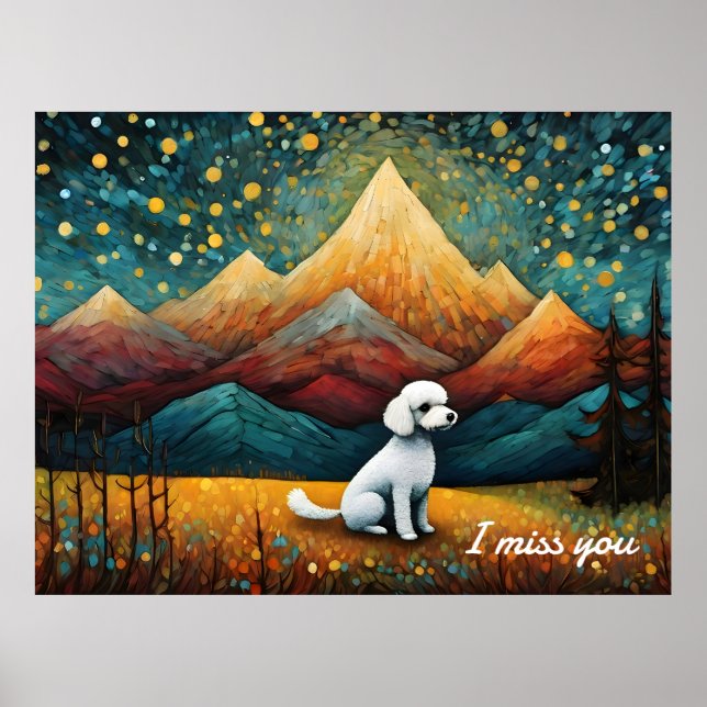 Poster Floresta de Poodle Bonita Eu Sinto Sua Falta (Frente)