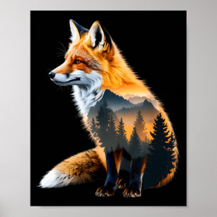 Poster Floresta de Raposa Amante da Natureza Montanhas Ca