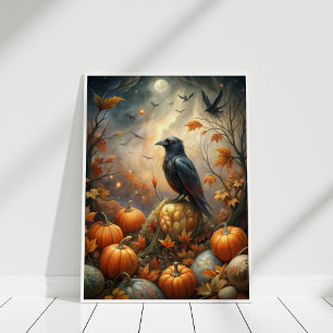 Poster Floresta de Raven e Pumpkin - Fada de outono Escur