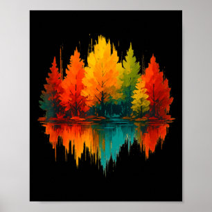 Poster Floresta de Reflexão da Natureza Abstrata da Vida 