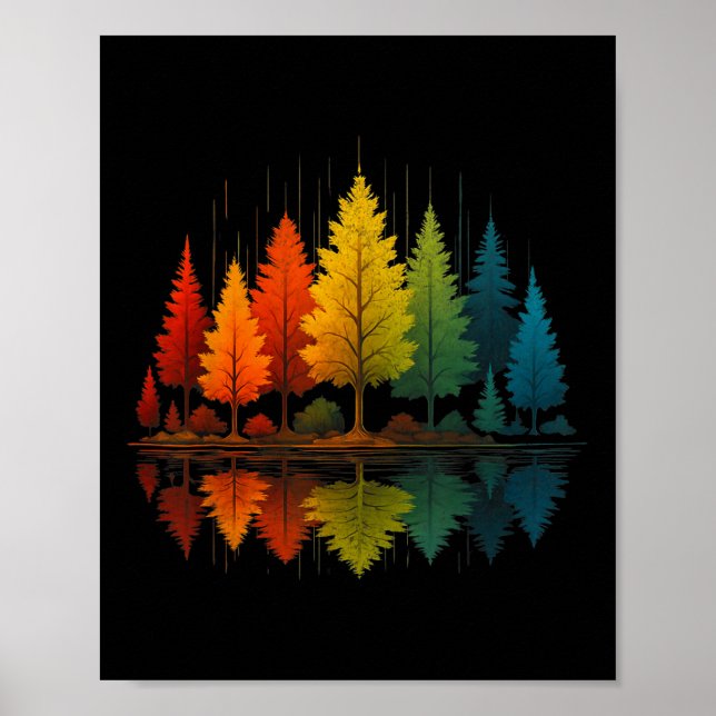 Poster Floresta de Reflexão da Natureza Árvores ao Ar Liv (Frente)