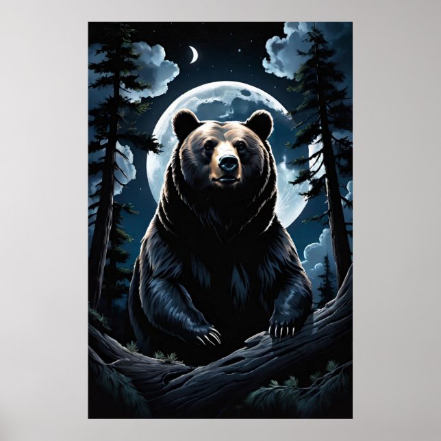 Poster Floresta de Urso Grizzly (Frente)