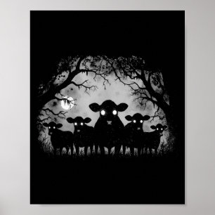 Poster Floresta de Vacas Assombradas Gado Preto com Olhos