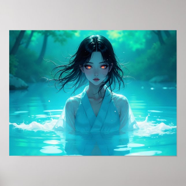 Poster Floresta do Lago do Espírito da Água Mística (Frente)