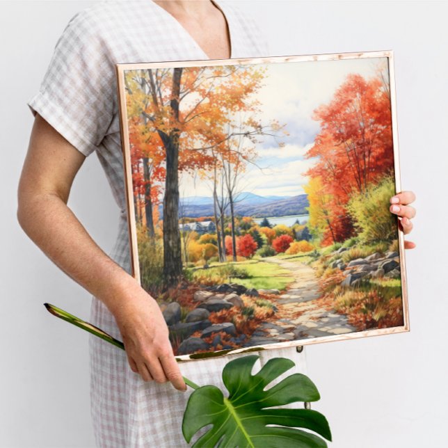 Poster Floresta Do Outono Da Aquarela Em Vermont (Criador carregado)