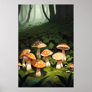 Poster Floresta e Cogumelos