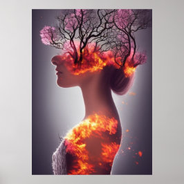 Poster Floresta em chamas na abstrato de fantasia da garo