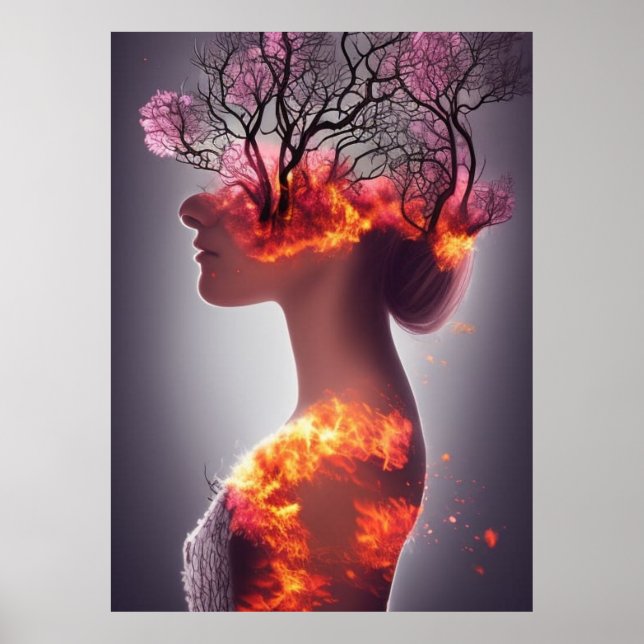 Poster Floresta em chamas na abstrato de fantasia da garo (Frente)