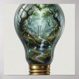 Poster Floresta Encantada Dentro de uma Lâmpada – Nat Mág