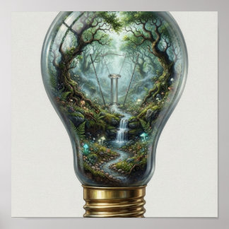 Poster Floresta Encantada Dentro de uma Lâmpada – Nat Mág