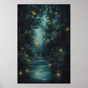 Poster Floresta Encantada Vagalumes Arte Imprimível Mágic