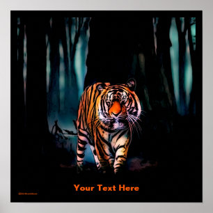 Poster Floresta Escura Brilhante Tiger