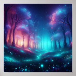 Poster Floresta Etérea Radiante de Luz Infinita