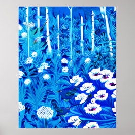 Poster Floresta Fantástica com Flores e Pássaros