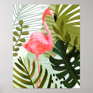 Poster Floresta Flamingo
