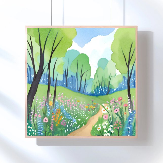 Poster Floresta Floral | Aquarela de Flores Silvestres da (Criador carregado)