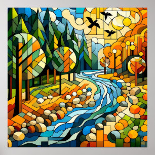 Poster Floresta Geométrica