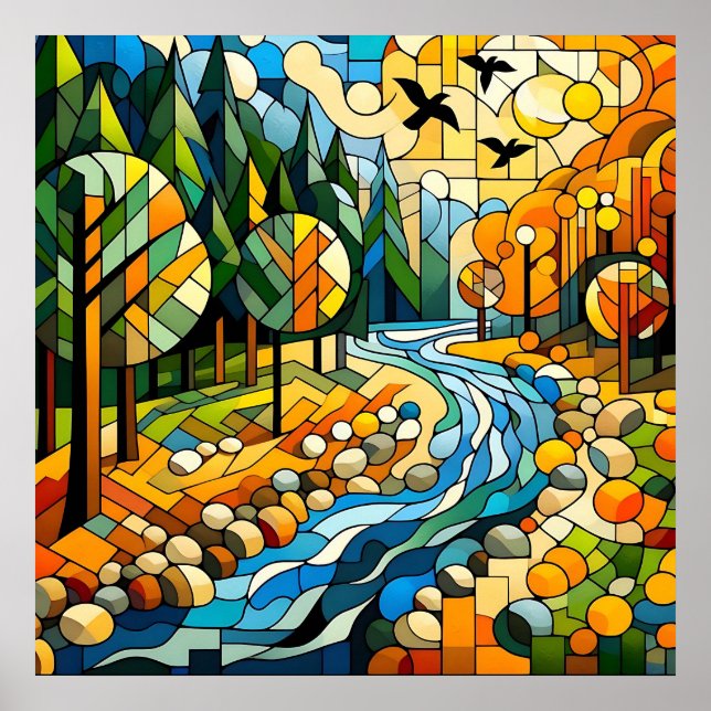 Poster Floresta Geométrica (Frente)