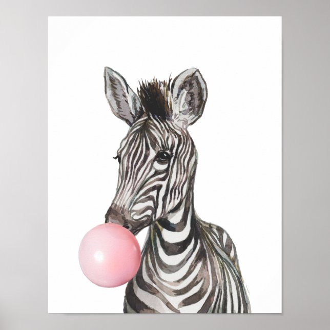 Poster Floresta Infantil de Goma Zebra Cub (Frente)