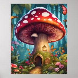 Poster Floresta Magic Mushroom House Encantada
