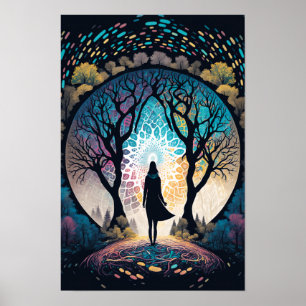 Poster Floresta Mandala Psicodélica   Trippy 3