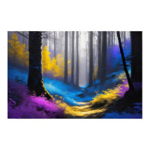 Floresta Misteriosa Gélida Azul Amarelo e Roxo