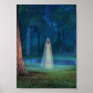 Poster Floresta Mística à Noite – Arte Fantasia