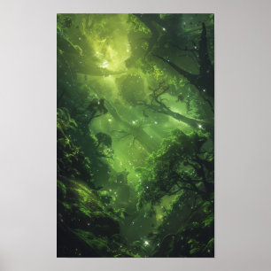 Poster Floresta Mística de Alienígena em um Planeta Solit