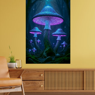 Poster Floresta Mística Etérea Natureza Bioluminescente