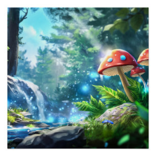 Pôster Floresta Mushroom