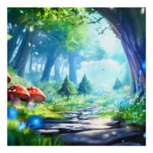Pôster Floresta Mushroom