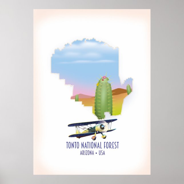 Poster Floresta nacional de Tonto Arizona EUA mapa (Frente)