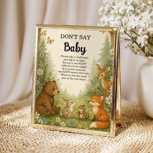 Poster Floresta Não Diga Bebê Placa de Jogo Animais da Fl (Criador carregado)