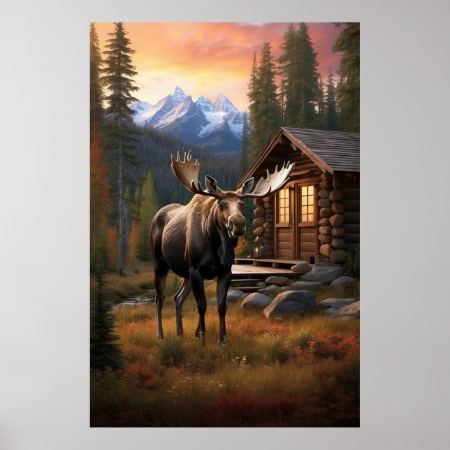 Poster *~* Floresta Natural do Fluxo MOOSE AP49 da Cabina (Frente)