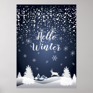 Poster Floresta nevado da fantasia do conto de fadas da