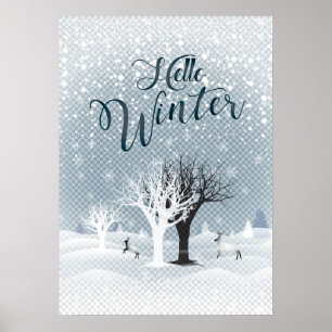 Poster Floresta nevado da fantasia do conto de fadas da