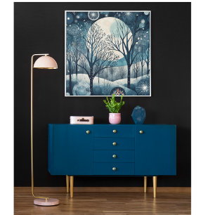 Poster Floresta Nórdica Moonliada, personalizável