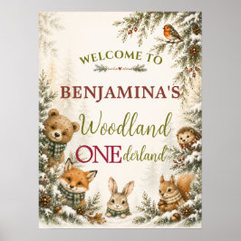 Poster Floresta ONEderland Primeiro Aniversário Aconchega