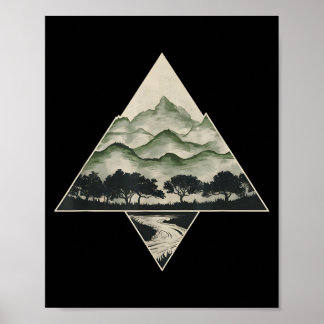 Poster Floresta Retro Árvores Vida Selvagem Natureza Vint