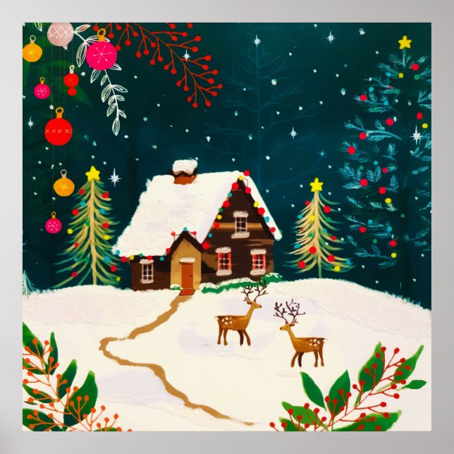 Poster Floresta russa Folhagem outono Berries de inverno (Frente)