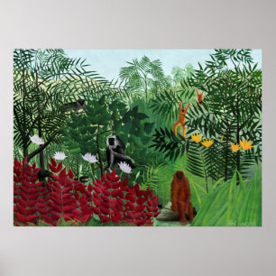 Poster Floresta Tropical com macacos de Henri Rousseau.