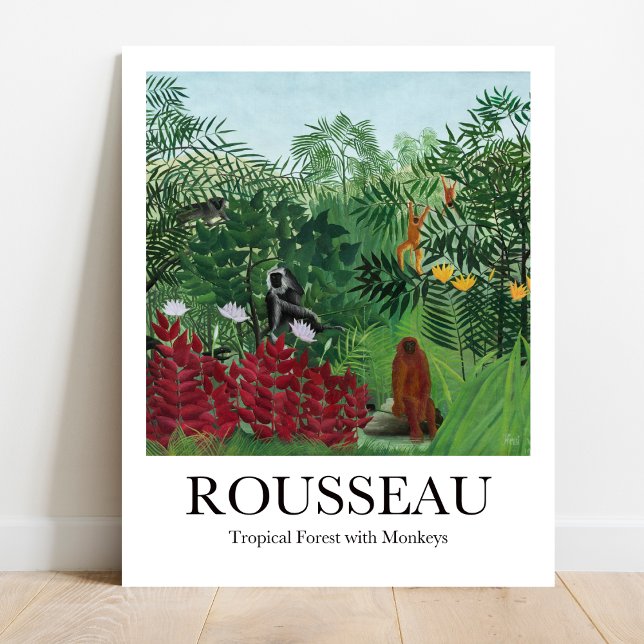 Poster Floresta tropical com macacos por Henri Rousseau (Unleash Your Inner Explorer: Rousseau's "Tropical Monkeys." Museum-quality poster)