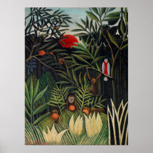 Poster Floresta Tropical com macacos por Henri Rousseau.