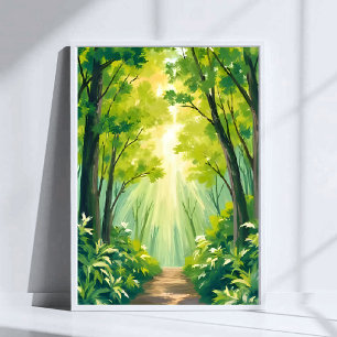Poster Floresta Verde Exuberante   Paisagem da Natureza A
