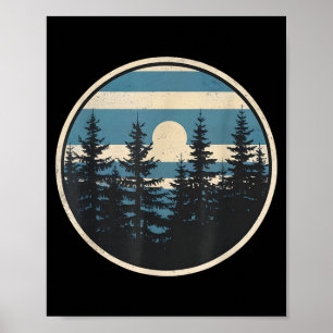 Poster Florestas Retrô Árvores Vida Selvagem Natureza Vin