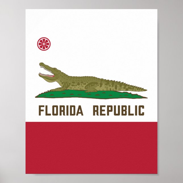 Poster Flórida Alligator Flag Crocodile (Frente)