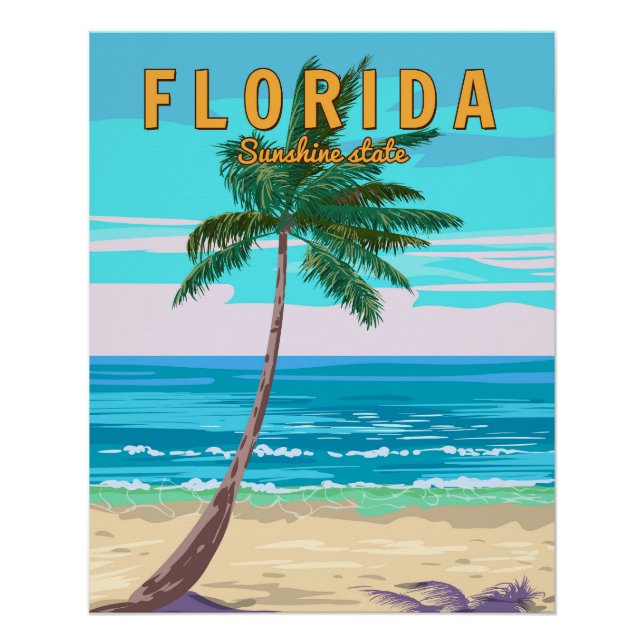 Pôster Florida Beach Retro Poster (Frente)