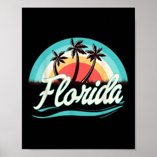 Poster Florida Beach Retro Summer Beach Palm Tree Vintage